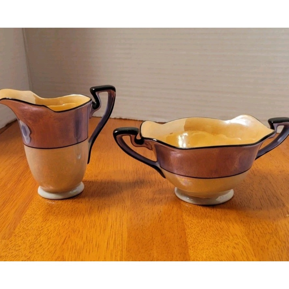Noritake Lusterware Open Creamer And Sugar Set Porcelain